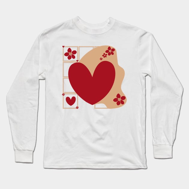 Red flowers with a heart shape Long Sleeve T-Shirt by Ezzkouch